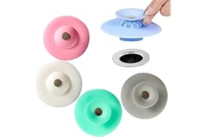 5 Pack Silicone Drain Plugs, Universal Bathtub Stopper Cover Shower Drain Stopper, Two-in-One Filter, Cover and Filter Protec