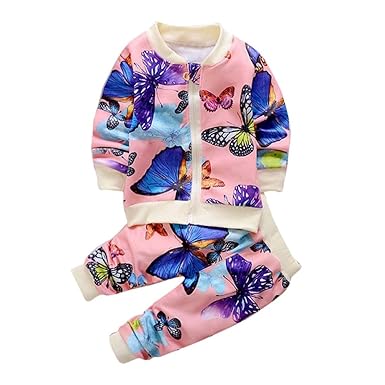 OVERDOSE Baby Mädchen Herbst Kleidung Butterfly Mantel Strickjacke Tops + Hosen Outfits Set