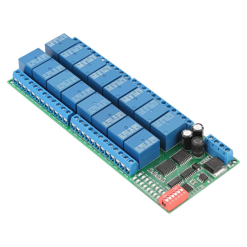 Jadeshay Relay Board - 12V Relay Module Board PBC Relay 16 Channel Controller RS485 Relay Dimmer Switch