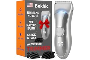 BEKHIC Manscape Groin & Body Hair Trimmer for Men, Waterproof Electric Ball Trimmer with Skin-Friendly Ceramic Blade, with LED Light Manscaping Razor for Pubic Area, Chest, Back & Armpits,90 Minutes Shaving