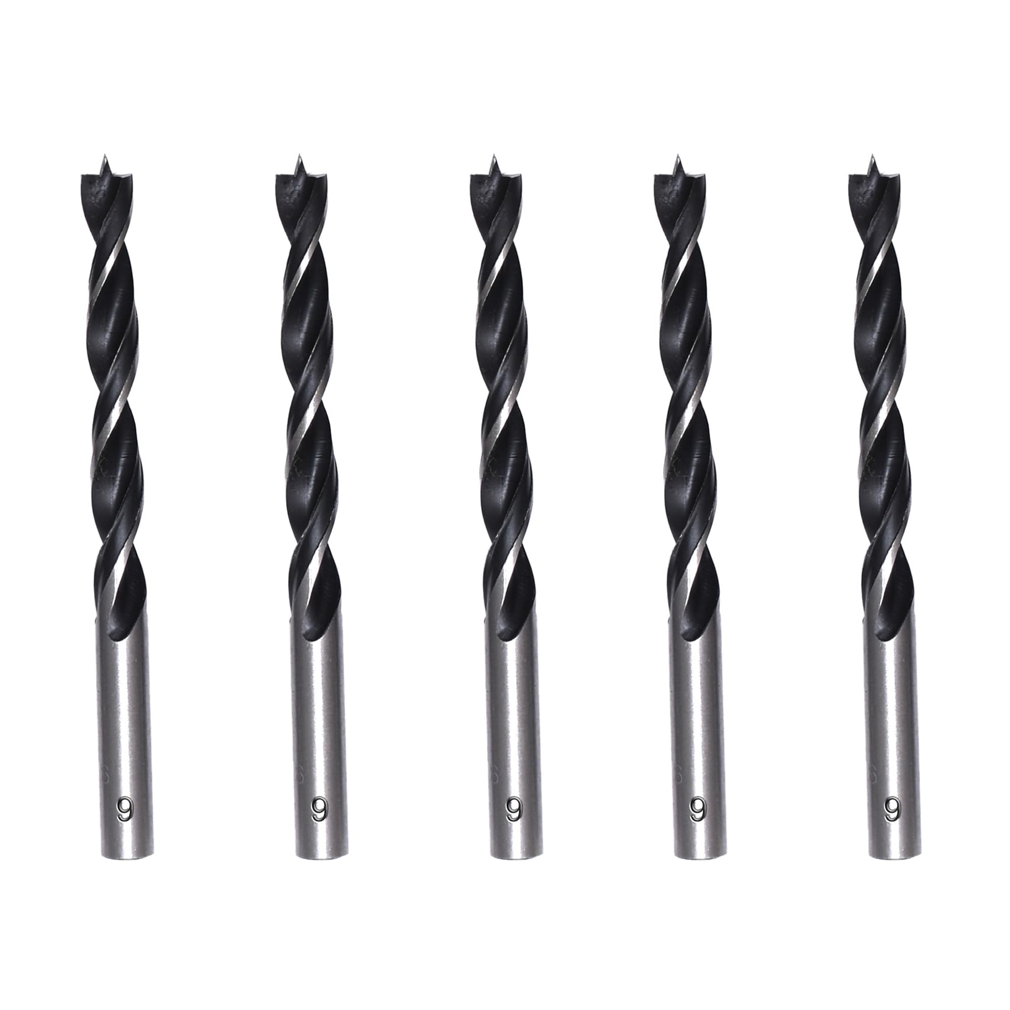 Foyscr 5 Piece 9mm Brad Point Wood Drill Bits, Professional Carbon Steel, Clean Efficient Drilling