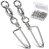 AMYSPORTS High Strength Fishing Snap Swivels - Stainless Steel Ball Bearing Swivels - Saltwater &amp; Freshwater Fishing