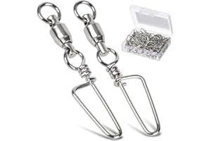 AMYSPORTS High Strength Fishing Snap Swivels Ball Bearing Swivels Stainless Fishing Swivels Saltwater Corrosion Resistance Ba