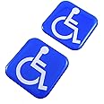 Handicap Square Domed Decal car Bike Gel Stickers 1.5" 2pc