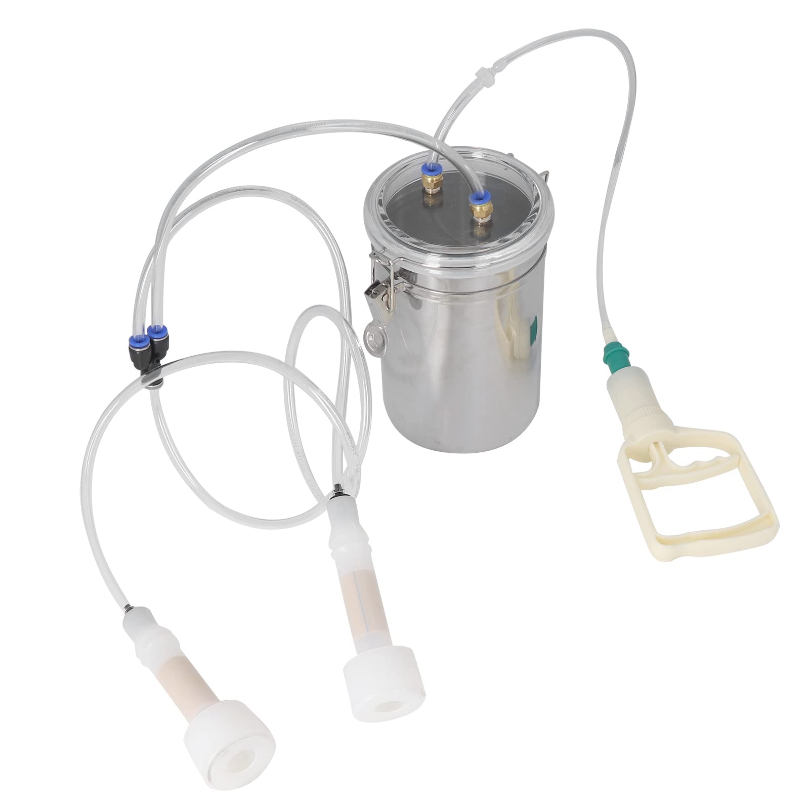 Photo 1 of Manual Milking Machine, 2000ML Stainless Steel Bottle Milking Kit, Automatic Goat Cow Pulsation Vacuum Milker, Portable Cow Hand Vacuum Pump for Milk Plant Farm