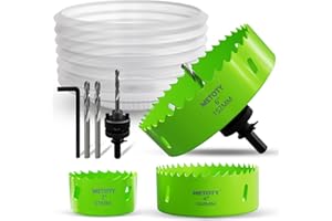 METOTY [8-in-1 Kit] Bi-Metal 2", 4", 6" Hole Saws + Drill Bits & Accessories – Complete Cutting Set for Wood, Thin Metal,PVC– Ideal for LED Lighting Installation