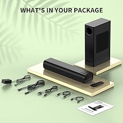 120W Sound Bar for TV, Tiny Soundbars with Wireless
