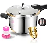 Stainless Steel Pressure Cooker, Peterboo 4 Quart Induction Compatible Thickened Pressure Cooker with Spring Valve Safeguard Devices, Compatible with Gas &amp; Induction Cooker 2-3 Members Use