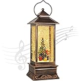 Christmas Decorations Christmas Snow Globe Lantern, Glittering Water Lantern with Music USB and Battery Operated Singing Snow Globe Xmas Festival Decoration Gifts (Christmas Tree)