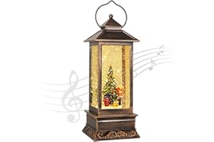 JEDAWN Christmas Decorations Christmas Snow Globe Lantern, Glittering Water Lantern with Music USB and Battery Operated Singing Snow Globe Xmas Festival Decoration Gifts (Christmas Tree)
