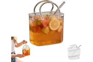 Purse Drinking Glass, Handblown Purse Drinking Glass with Straw Unique Fish Bowl Glasses, Handbag Vases for Cute Room Decor F