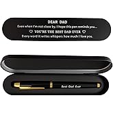 iyaone Dad Gifts from Daughter Son - Best Dad Ever Engraved Pen, Black Gel Ink Pen Set for Fathers Day, Christmas Birthday Gifts for Father