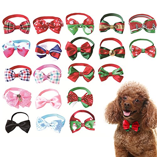 20 Pcs Dog Bow Ties Puppy Bowtie Cat Collar Set 8-13" by KOOLTAIL