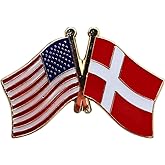 USA and Denmark Flag Die-struck Metal Friendship Lapel Pin with Butterfly Clasp Closure