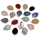Zotoone 6pcs Natural Stone Connector Pendant Water Droplet Shape Agate Quartz Healing Crystal Stone Charm For Jewelry Making DIY Necklace