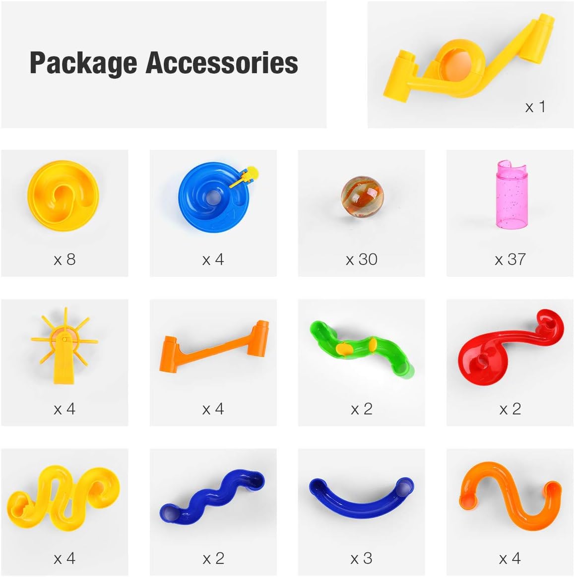 Powerextra Marbles for Marble Run, Marble Run Toy 105pcs(30pcs Glass Marbles),Construction