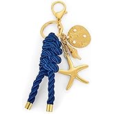 HolidayQbee Starfish Gold Bag Charm Keychain For Women With Beach Ocean Shell Keychain Accessories Purse Charms Fashion Car Key Chain Key Pendant Unique Jewelry