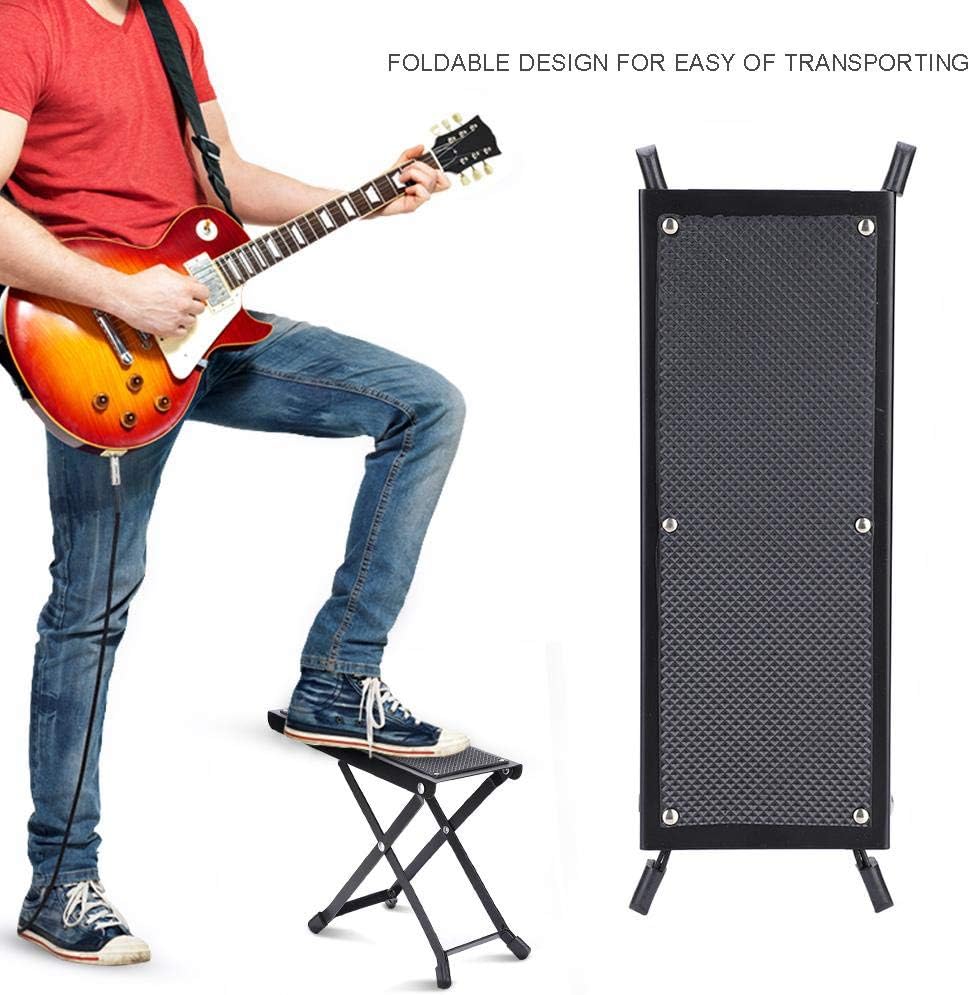 Adjustable Guitar Footstool, 4Positions Antislip Foldable Metal
