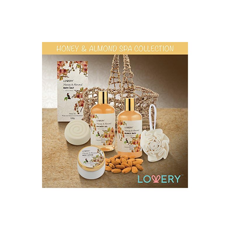 Home Spa Gift Basket Honey & Almond Scent Luxury Bath