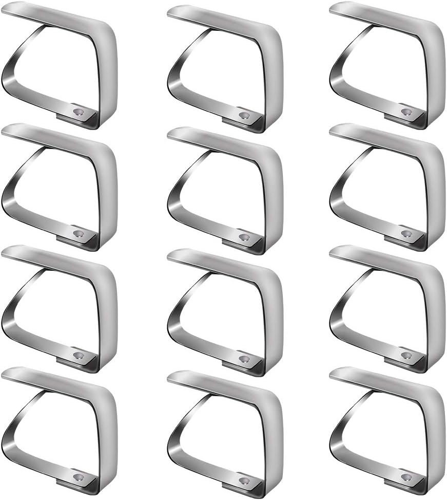 HUIMALL 12 PCS tablecloth clips, Stainless Steel Picnic Table Clips