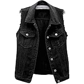 ebossy Women's Candy Color Slim Fit Sleeveless Distressed Denim Jean Vest Jacket