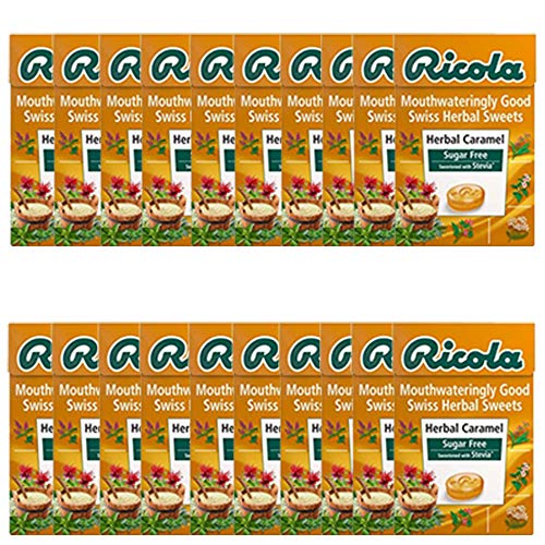 Ricola Caramel Sugar Free Swiss Herbal Sweets, Herb Drops – Pack of 20 Boxes