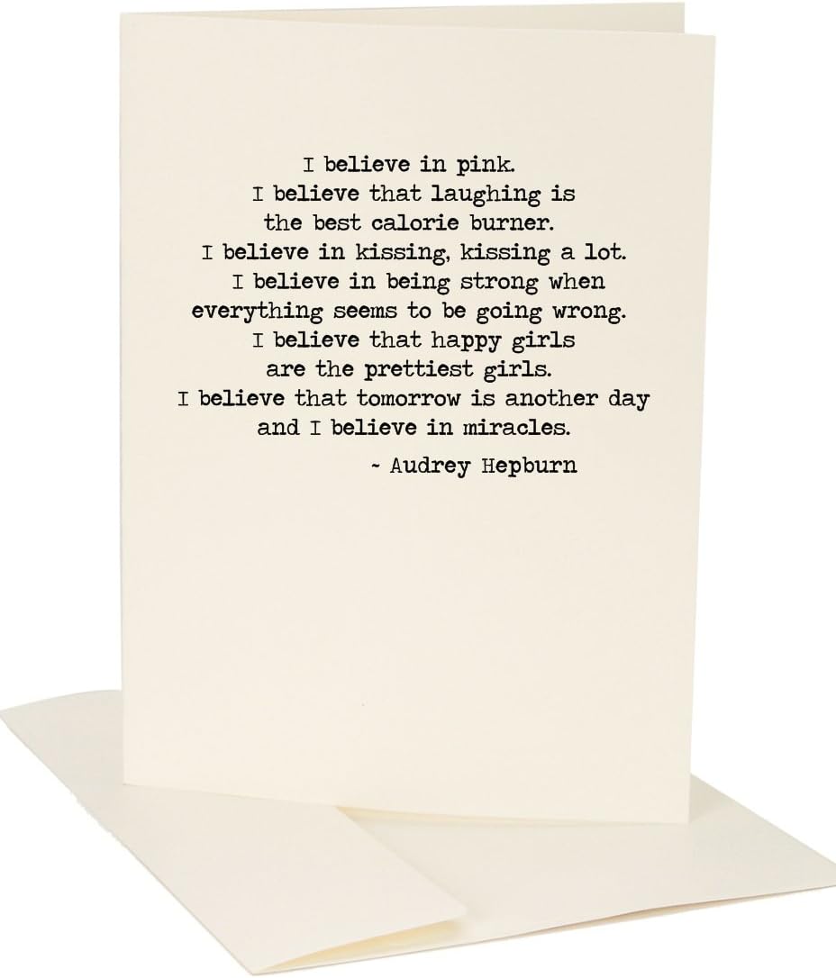 Jules Carte De Voeux I Believe En Rose Citation De Audrey Hepburn En Ivoire Amazon Fr Fournitures De Bureau