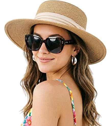 Women Straw Panama Hat Travel Fedora Sun Hat Wide Brim Roll up UPF 50+ Women Straw Panama Hat Travel Fedora Beach Sun Hat Summer  main image 2