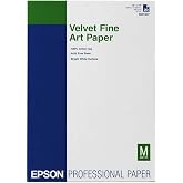 Epson S041637 Velvet Fine Art Paper, 13 x 19, White (Pack of 20 Sheets) | Archival fine art printing with 260gsm matte surface and 13x19 inch sheets