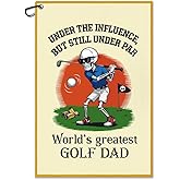 Juoqg World’s Greatest Golf Dad Golf Towel, Funny Skeleton Golfs Bag Towel with Clip for Men, Golfing Accessories for Men, Halloween Golfing Gifts for Golfer, Birthday Retirement Gifts for Friend
