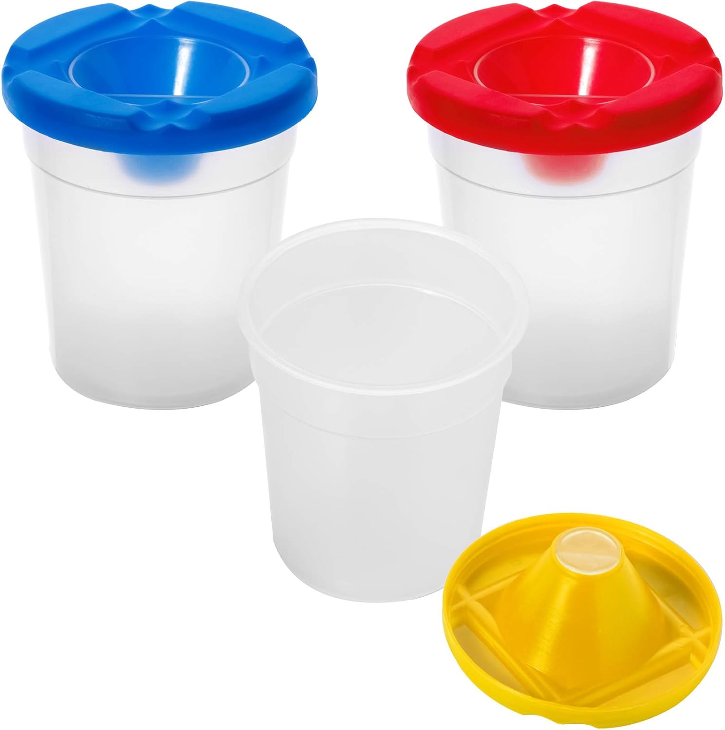 Kids Spill-Proof Paint Cups, Children's No Spill Paint Cups with Colored Lids, Easy to Clean, Kids Art Paint Supplies for School, Classroom, 3.5 Inches Tall: Kitchen & Dining