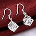 KOREA-JIAEN Fashion Jewelry Chests S925 Sterling Silver Plated Base Dangle Earrings (Cube)