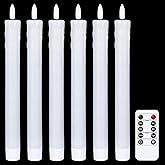 GenSwin Flammenlose Spitzkerzen mit 10-Tasten-Fernbedienung, batteriebetrieben, warmes, 3D-Dochtlicht, Fensterkerzen, echtes 