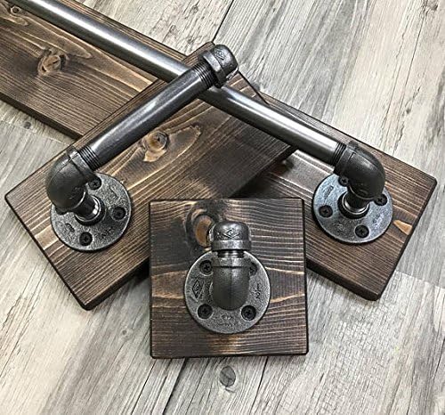 Rustic Bathroom set of 3 Bath Towel Holder/Toilet Paper Holder/Hand Towel Ring/Hanger/Rack/Pipe Bathroom