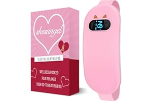 SHESANGEL Portable Heating Pad for Period Cramps: Cordless Menstrual Heating Pad with 6 Heat Levels and 6 Massage Modes, 3s Fast Heating Gift for Women and Girl(Pink)