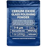 7oz (200g) 99% Cerium Oxide Glass Polishing Powder (7-9 Um) &ndash; Removes: Oil Films, Water Spots, Swirl Marks, Wiper Streaks, Removes Fine Scratches &amp; Deep-Cleans Glass Surfaces.