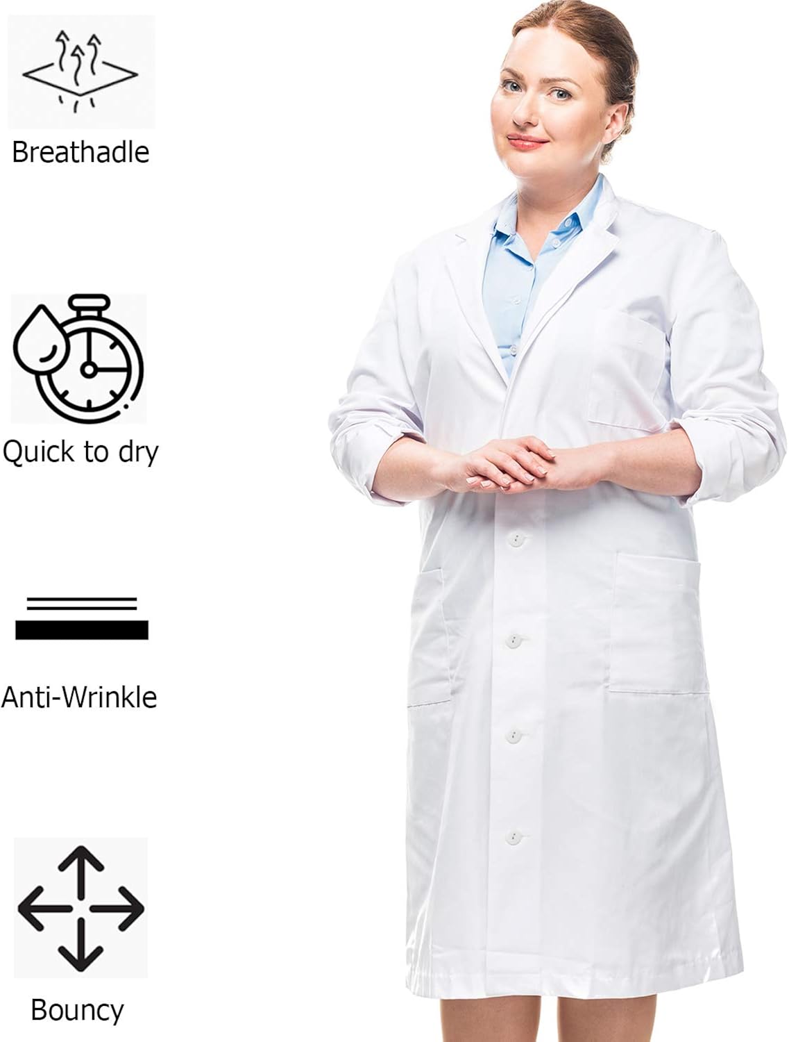 Talvania Lab Coat Men Women White Long Sleeve Unisex Lab Coats Cotton Laboratory Coats: Clothing