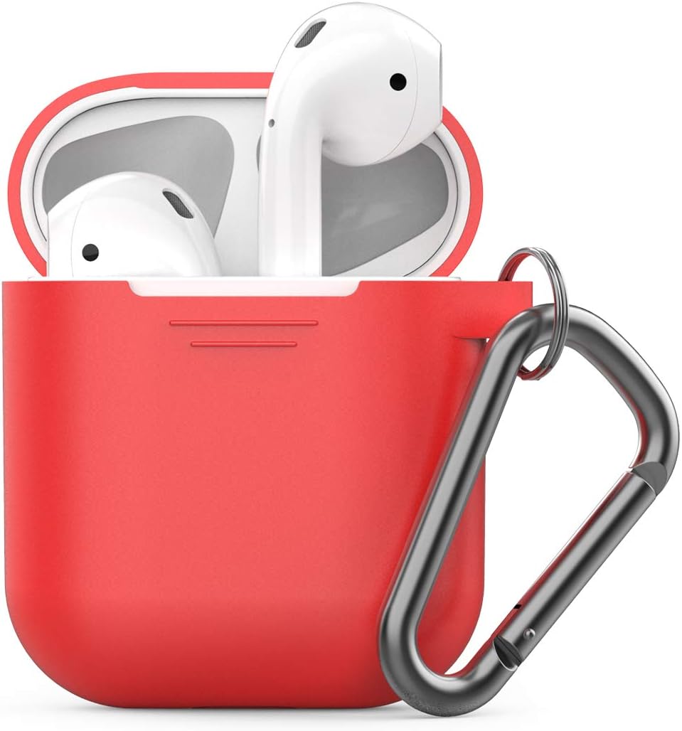 PodSkinz Keychain AirPods Case with Carabiner Compatible with Apple Airpods 1 & AirPods 2 (Lava Red)