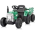 JOYMOR Ride on Tractor with Remote Control, 25W Motors Electric Tractor with Trailer for Toddler, 12V Battery Powered Ride on car Toy for Boys and Girls