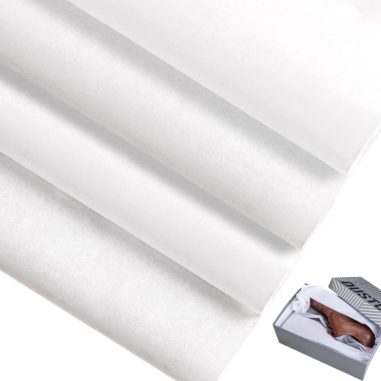 125 Sheets White Tissue Paper Large Sheets,20 x 30 inches/50 x76 cm MG Acid Free Art Paper for Arts & Craft, Decoupage, Packing, Moving,Packaging Material for Clothes,Shoes & Storing Fragile Items