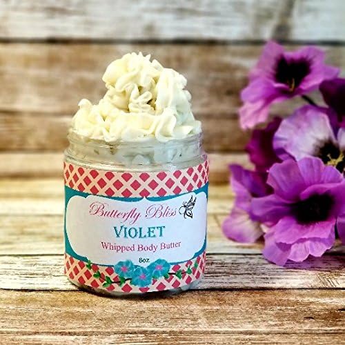 Violet Whipped Body Butter, natural lotion, organic, 8oz jar, made with shea butter, mango butter, coconut oil, almond oil