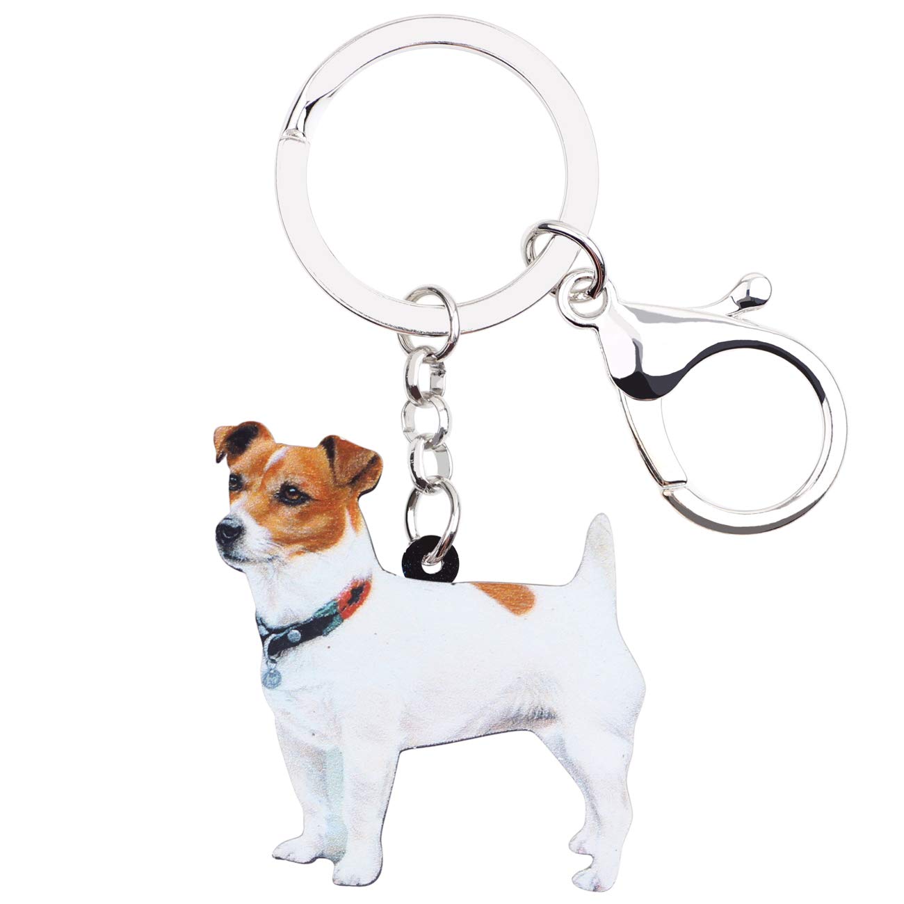 WEVENI Acrylic Jack Russell Dog Keychain Accessories For Women Girls Bag Wallet Charms (Multicoloured)