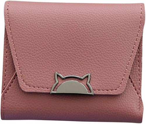 Amazon Plus Nao プラスナオ 財布 三つ折り レディース ファッション小物 無地 シンプル お札入れ カード入れ ネコ バックル コンパクト 小さい ピンク 財布