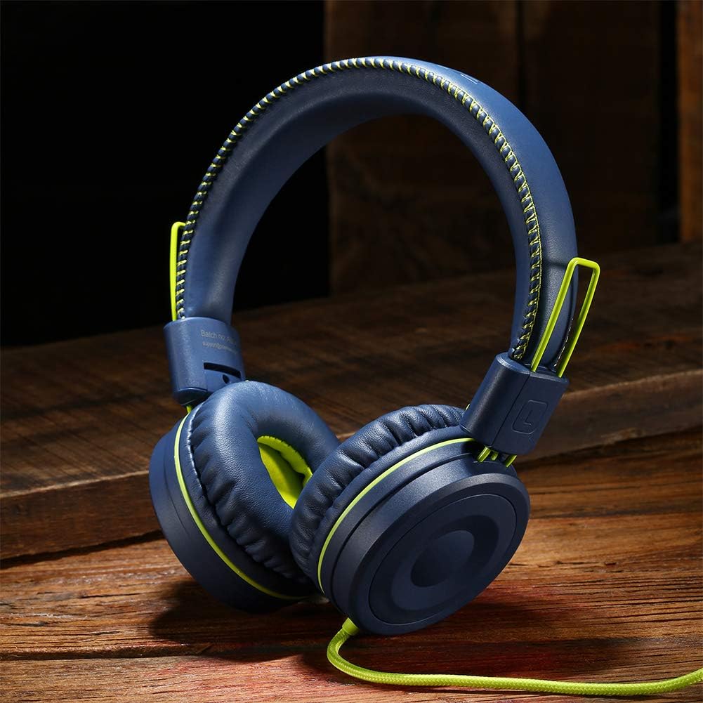 POWMEE M1 Kids Headphones Wired Headphone for Kids,Foldable Adjustable Stereo Tangle-Free,3.5MM Jack Wire Cord On-Ear Headphone for Children (Blue): Home Audio & Theater