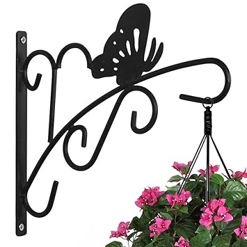 Amagabeli Indoor Outdoor Garden Wrought Iron Black Hanging Plant