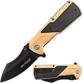 Tac-Force Pocket Folding Knife, Aluminum Handle with Black Oxidized Blade, 8.25" Overall, Everyday Carry, TF-2022GD
