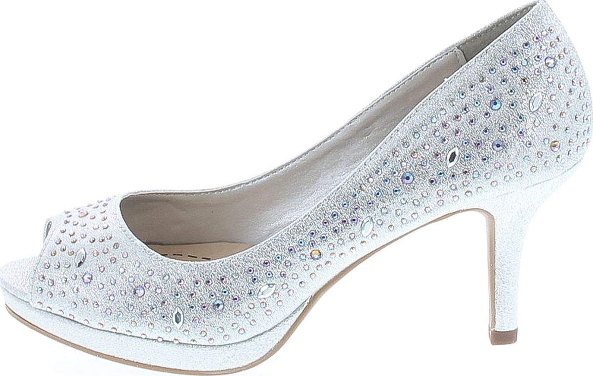 City Classified Comfort Soft Foam Peep Toe Glitter Rhinestones, High Heel Dress Pump - Image 3