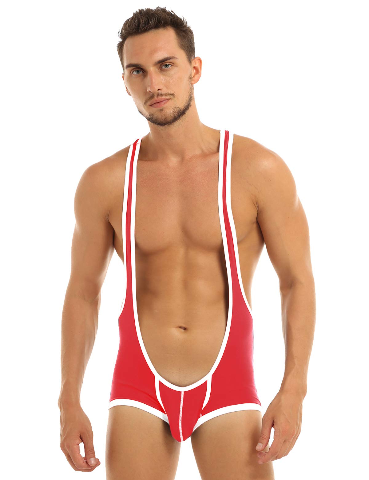 iiniim Men's Suspenders Wrestling Singlet Leotard