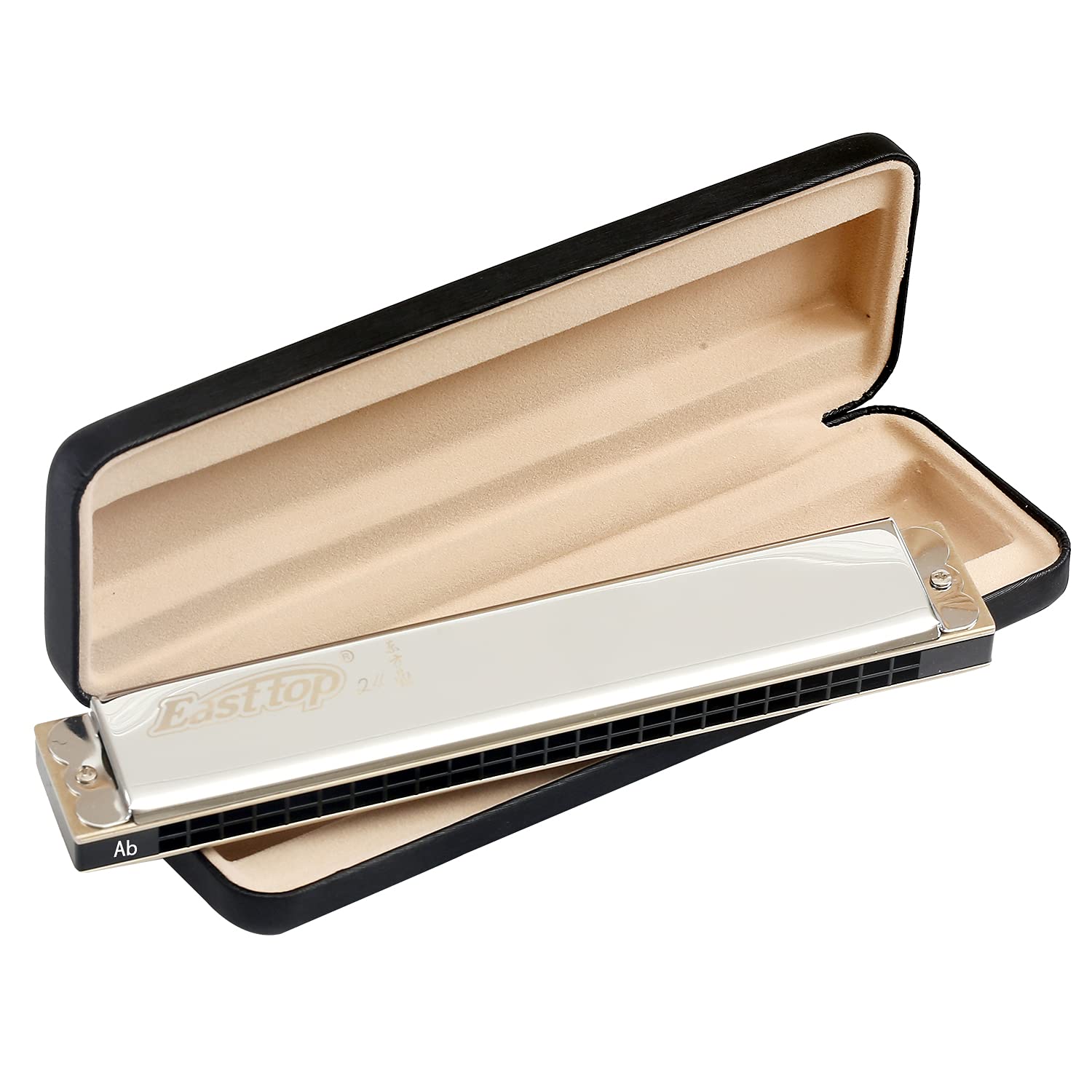 East top 24 Holes Tremolo Harmonica Key of Ab,Tremolo Mouth Organ Harmonica for Adults, Professionals and Students T2406