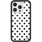 Wildflower Cases - Compatible with iPhone 16 Pro | Protective Black Bumper, 6.5ft Drop Test Certified, Women Owned Small Business | Spots Aesthetic Trendy Cute | Polka Dot - White & Black